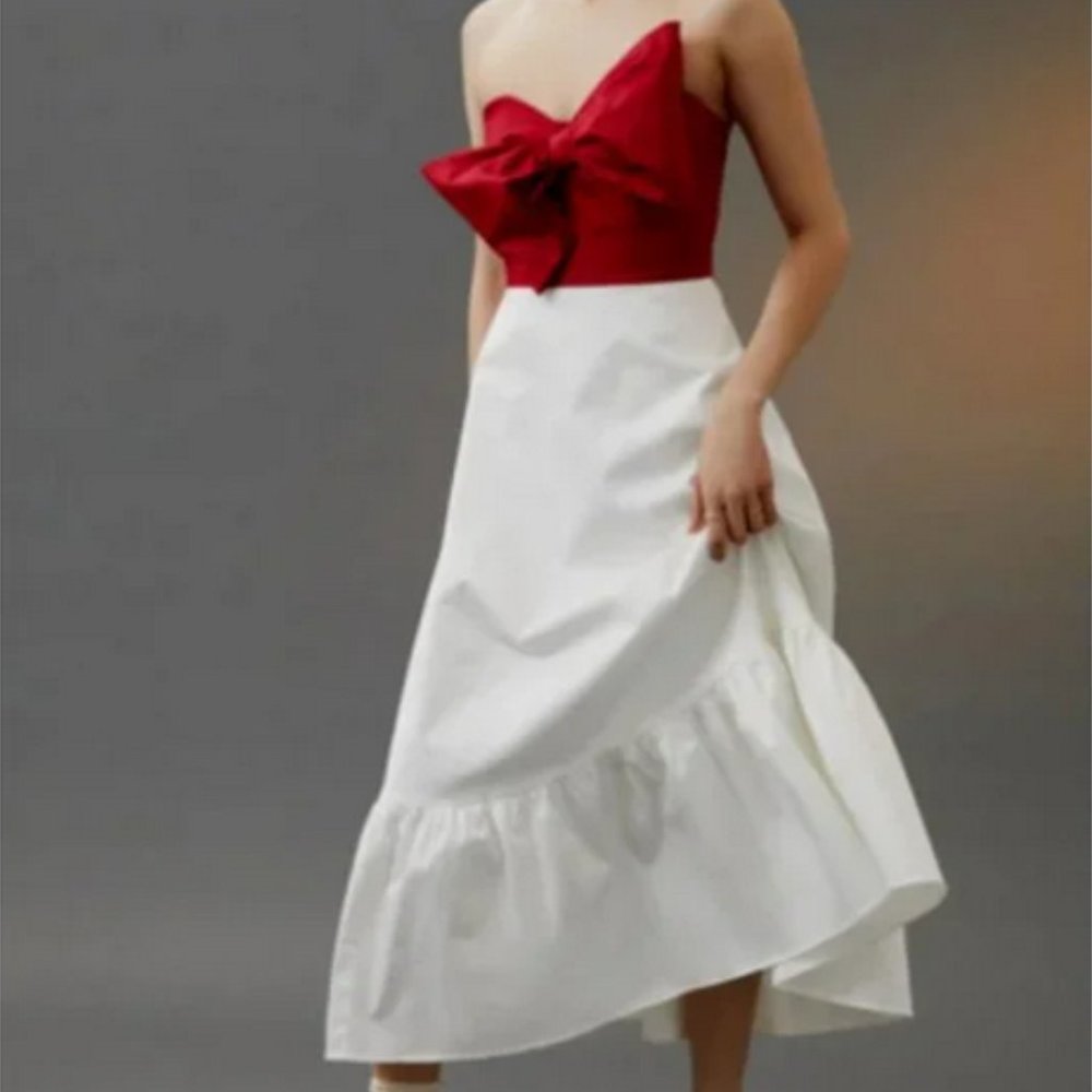 Anthropologie Hutch 2 NWT Red Bow-Tie Maxi Dress Gown Holiday Cocktail Party - Picture 3 of 9